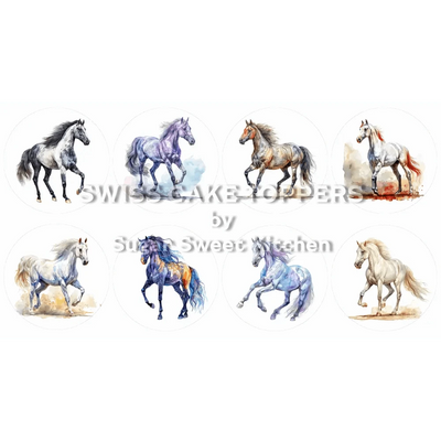 Bunte Pferde-Cupcakes- & Dessertaufleger4 - personalisierbar