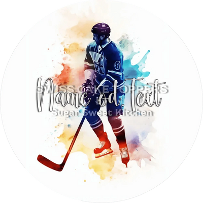 Bunter Eishockey-Tortenaufleger2 mit Name od. Text