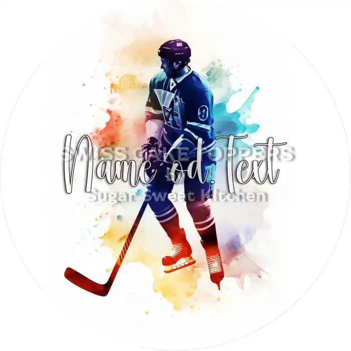 Bunter Eishockey-Tortenaufleger2 mit Name od. Text - Fondant- Torten- & Cupcakeaufleger Sugar Sweet Kitchen