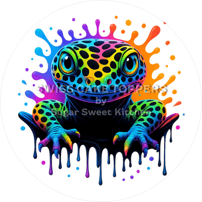 Bunter Gecko-Tortenaufleger2 - personalisierbar