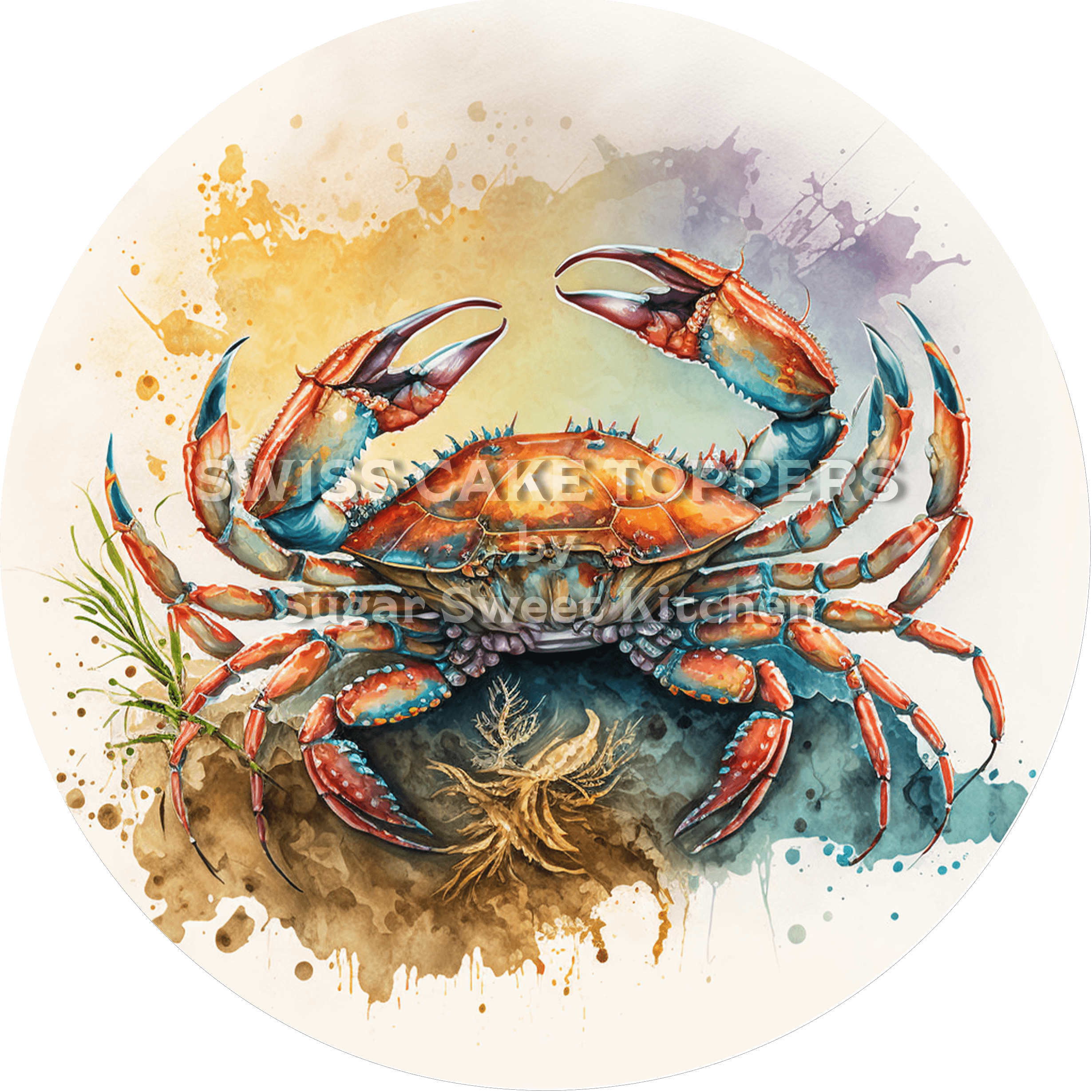Bunter Krabben-Tortenaufleger1 - personalisierbar - Fondant- Torten- & Cupcakeaufleger Sugar Sweet Kitchen