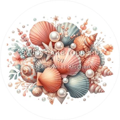 Bunter Muschel-Tortenaufleger1- personalisierbar
