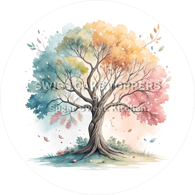 Bunter Tortenaufleger mit Bäumen4 - personalisierbar