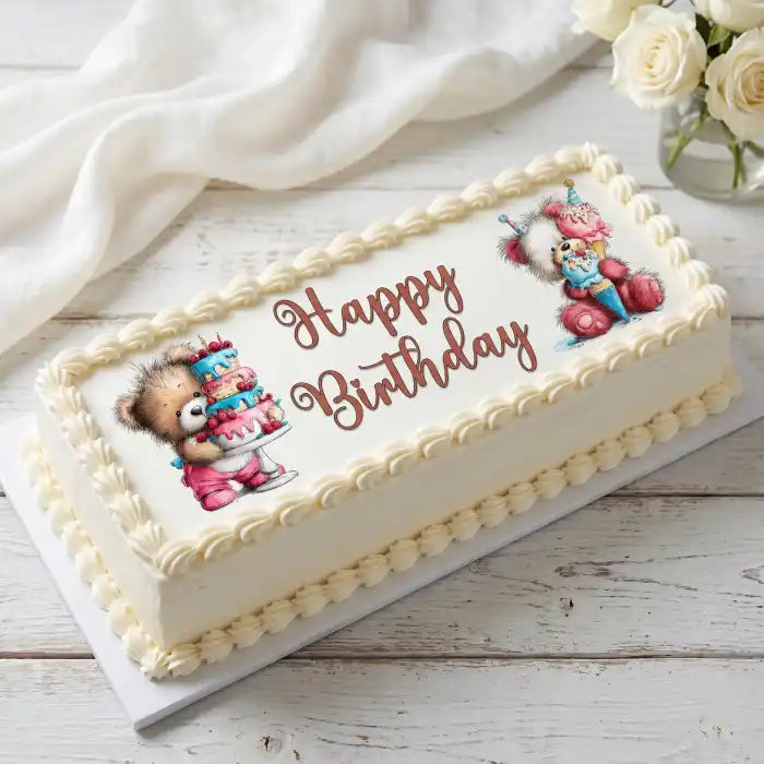 Cake Aufleger Geburtstag Bär 01 – essbar & exklusiv - Fondant- Torten- Cupcakeaufleger Sugar Sweet Kitchen