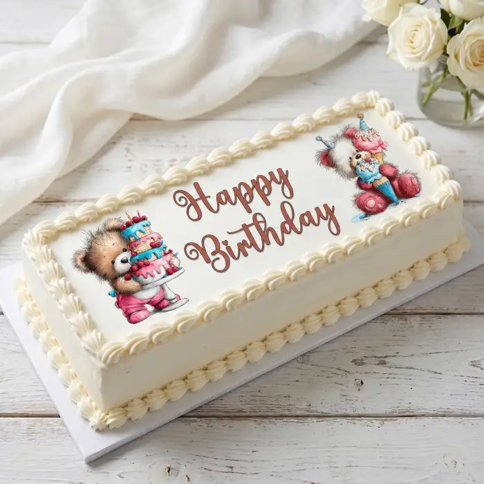 Cake Aufleger Geburtstag Bär 01 – essbar & exklusiv - Fondant- Torten- Cupcakeaufleger Sugar Sweet Kitchen