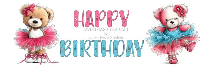Cake Aufleger Geburtstag Bär 02 – essbar & exklusiv - Fondant- Torten- Cupcakeaufleger Sugar Sweet Kitchen