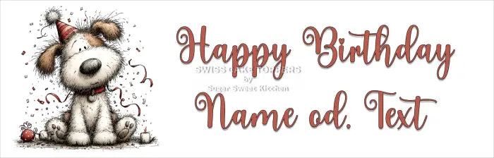 Cake Aufleger Geburtstag Hund 02 – essbar & personalisierbar - Fondant- Torten- Cupcakeaufleger Sugar Sweet Kitchen