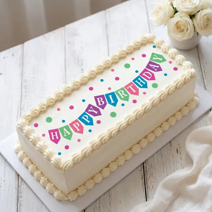 Cake Aufleger ’Happy Birthday’ 01 – essbar & exklusiv - Fondant- Torten- Cupcakeaufleger Sugar Sweet Kitchen