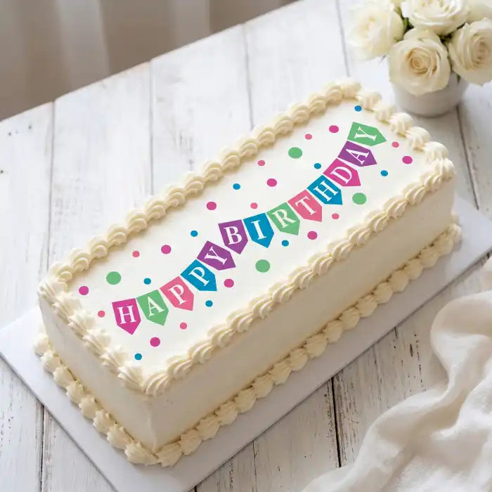 Cake Aufleger Happy Birthday1 – essbar & exklusiv - Fondant- Torten- Cupcakeaufleger Sugar Sweet Kitchen