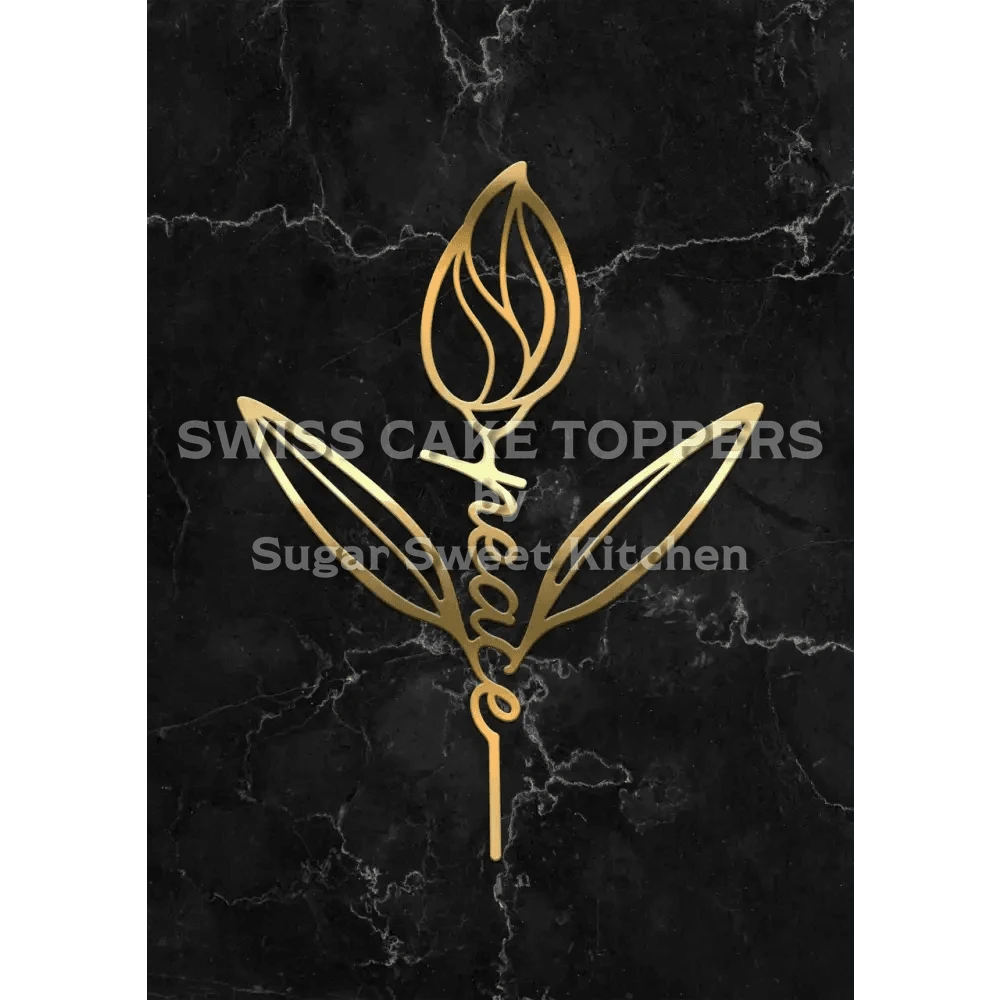 Cake Toppe ’Peace’ - Acryl Gold - Topper Sugar Sweet Kitchen