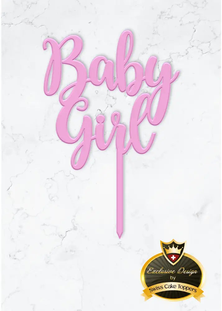Cake Topper ’Baby Girl’ - Acryl Rosa (leicht transparent) - Sugar Sweet Kitchen