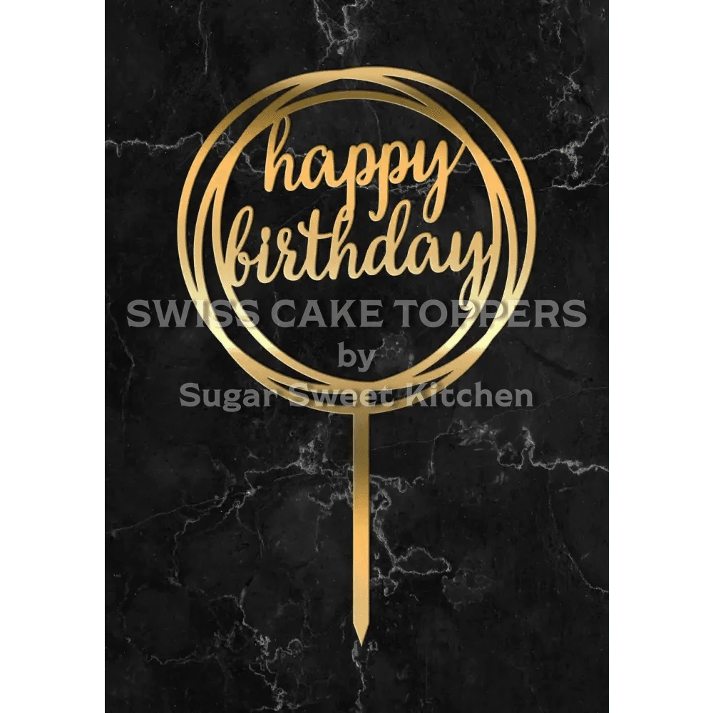 Cake Topper ’Birthday Sparkle’ - Acryl Gold - Sugar Sweet Kitchen
