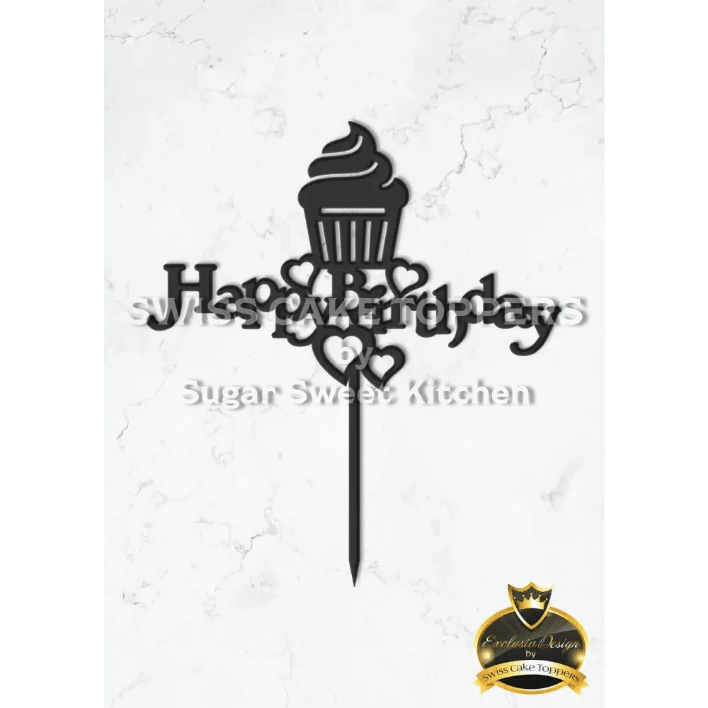 Cake Topper ’Cupcake’ - Acryl Schwarz - Sugar Sweet Kitchen