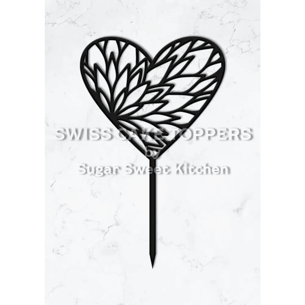 Cake Topper ’Golden Heart’ - Acryl Schwarz - Sugar Sweet Kitchen