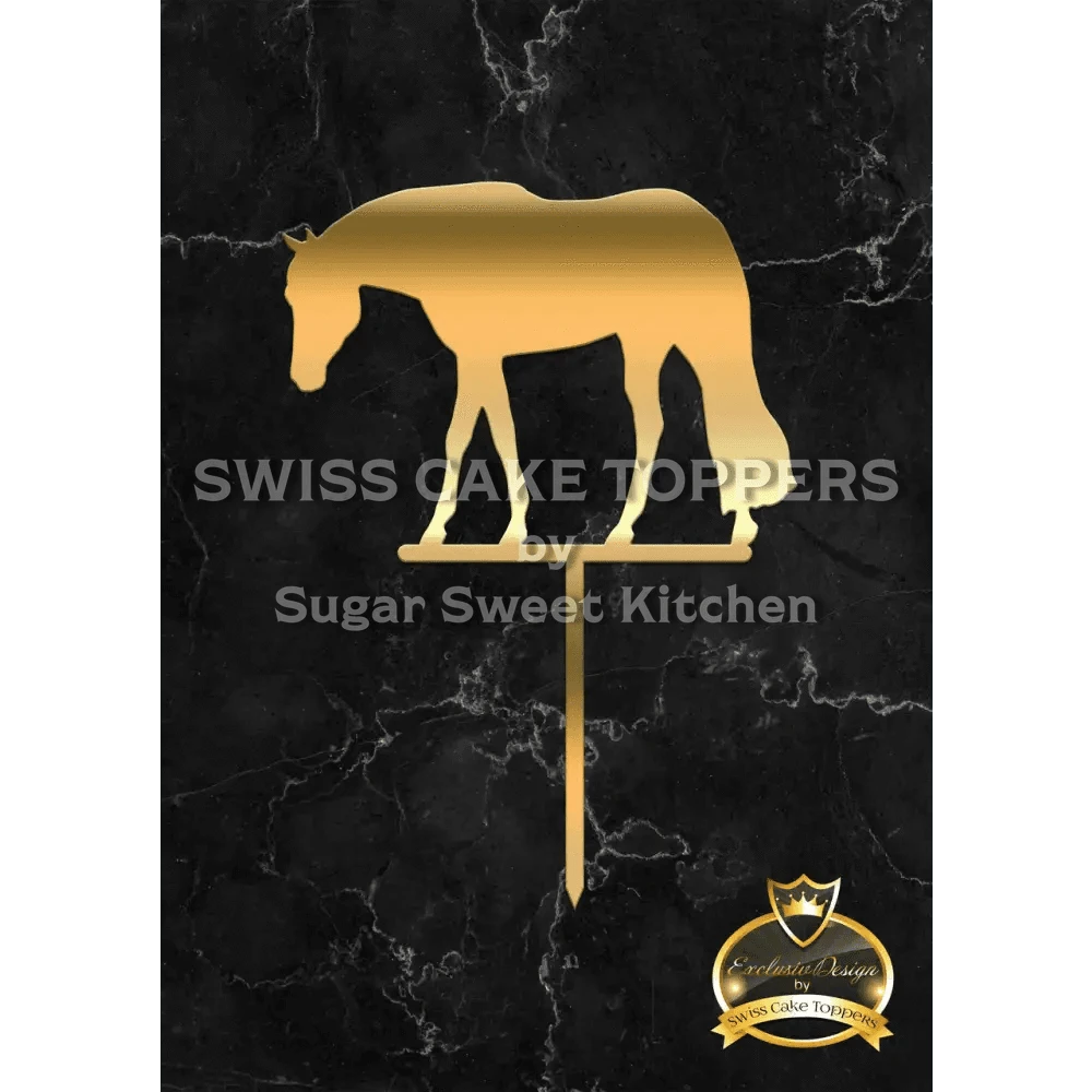 Cake Topper ’Happy Horse’ - Acryl Gold - Sugar Sweet Kitchen
