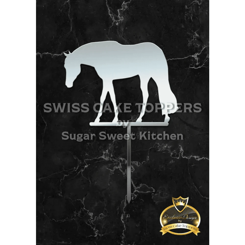 Cake Topper ’Happy Horse’ - Acryl Silber - Sugar Sweet Kitchen