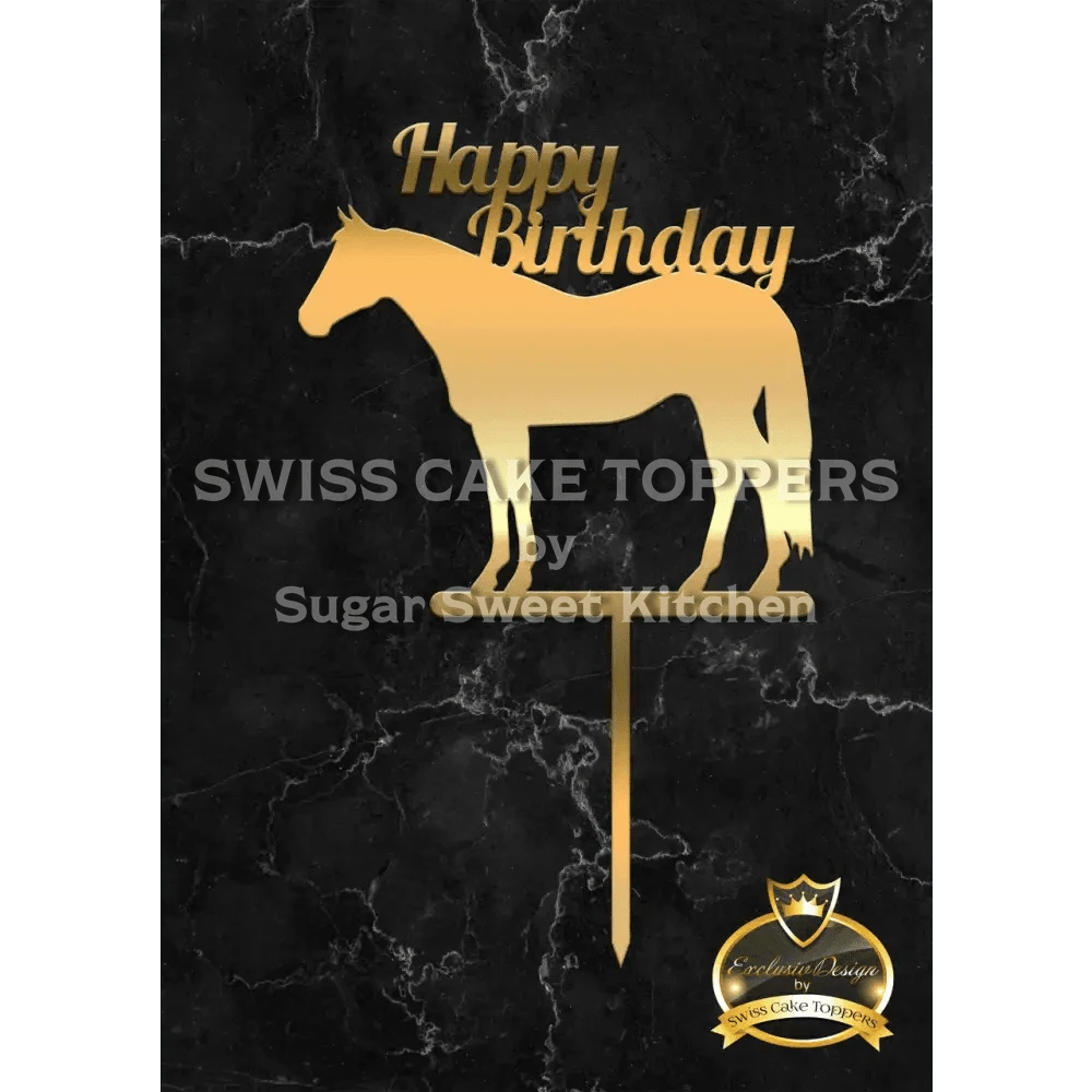 Cake Topper ’Happy Rider’ - Acryl Gold - Sugar Sweet Kitchen