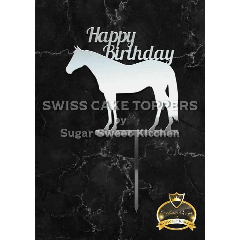 Cake Topper ’Happy Rider’ - Acryl Silber - Sugar Sweet Kitchen