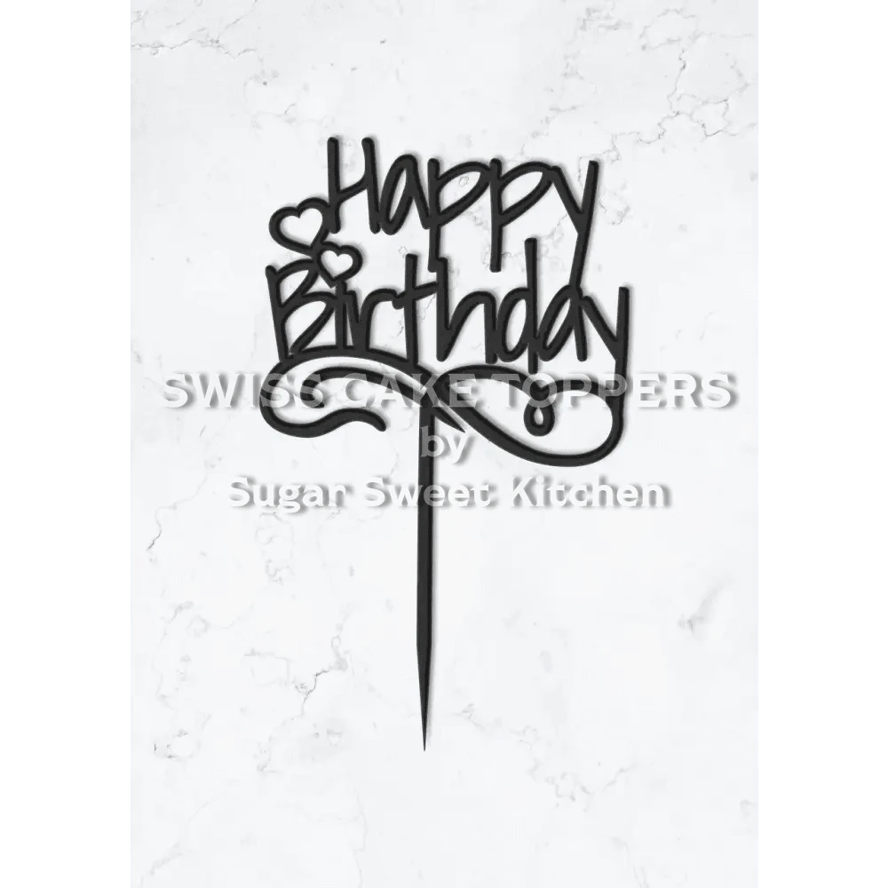 Cake Topper ’Happy Wishes’ - Acryl Schwarz - Sugar Sweet Kitchen