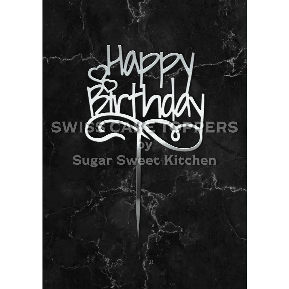 Cake Topper ’Happy Wishes’ - Acryl Silber - Sugar Sweet Kitchen