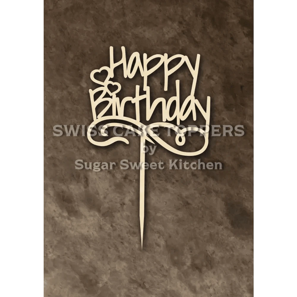 Cake Topper ’Happy Wishes’ - Holz - Sugar Sweet Kitchen