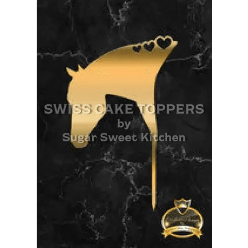 Cake Topper ’Herzenspferd’ - Acryl Gold - Sugar Sweet Kitchen
