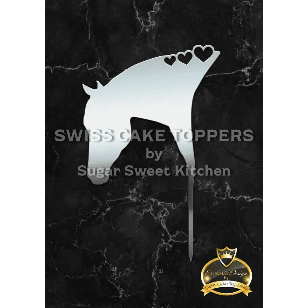 Cake Topper ’Herzenspferd’ - Acryl Silber - Sugar Sweet Kitchen