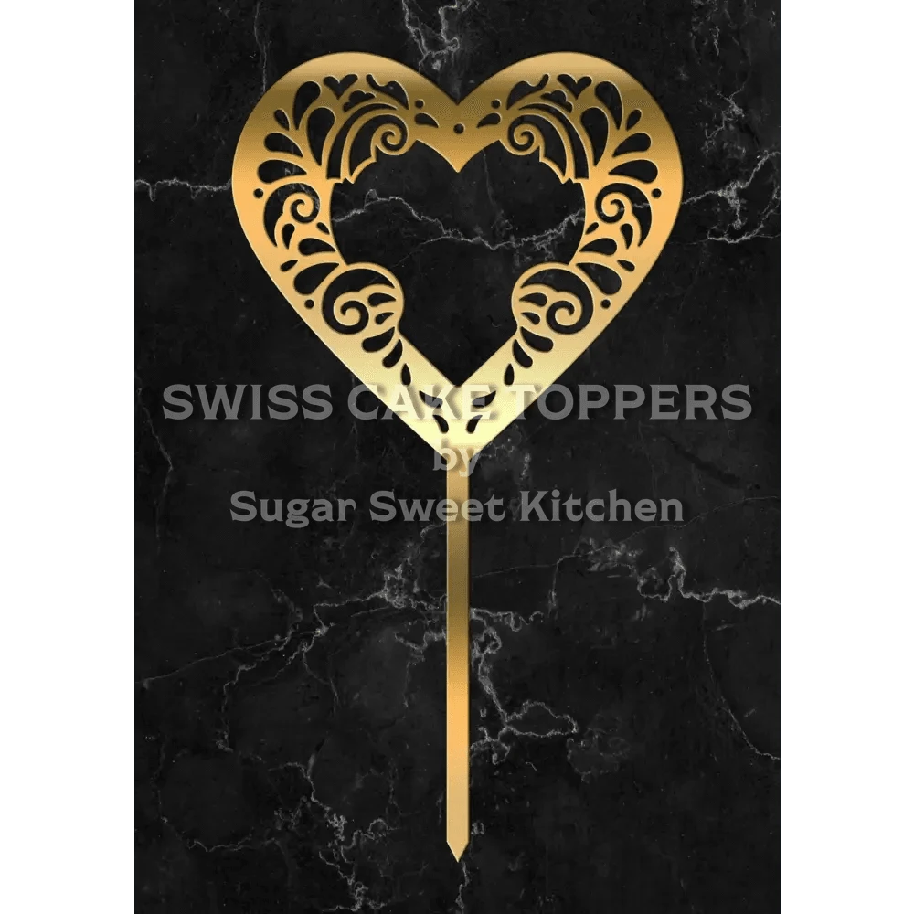 Cake Topper ’Herzklopfen’ - Acryl Gold - Sugar Sweet Kitchen