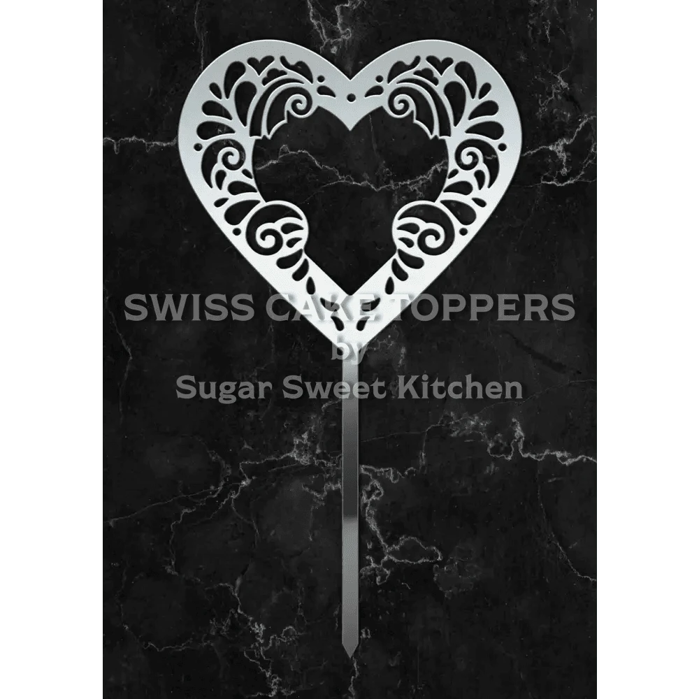 Cake Topper ’Herzklopfen’ - Acryl Silber - Sugar Sweet Kitchen