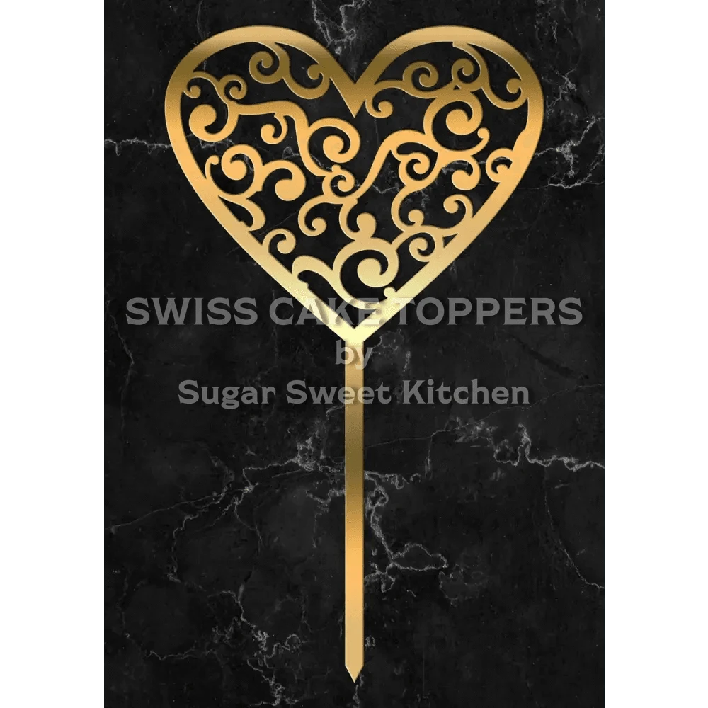 Cake Topper ’Herzschlag’ - Acryl Gold - Sugar Sweet Kitchen