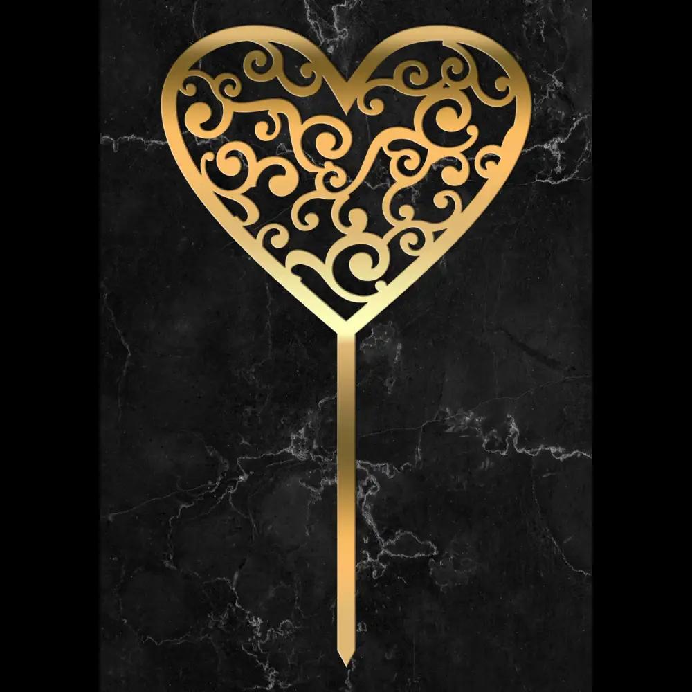 Cake Topper ’Herzschlag’ - Acryl Gold - Sugar Sweet Kitchen