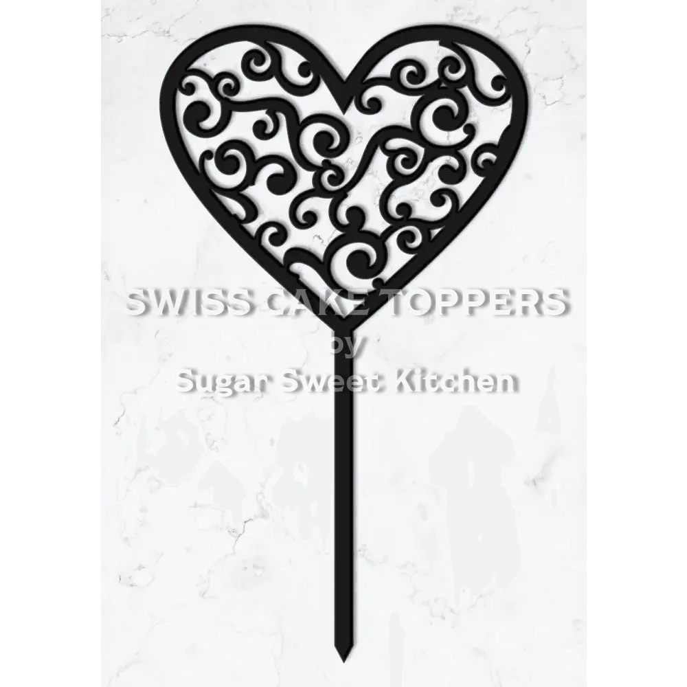 Cake Topper ’Herzschlag’ - Acryl Schwarz - Sugar Sweet Kitchen