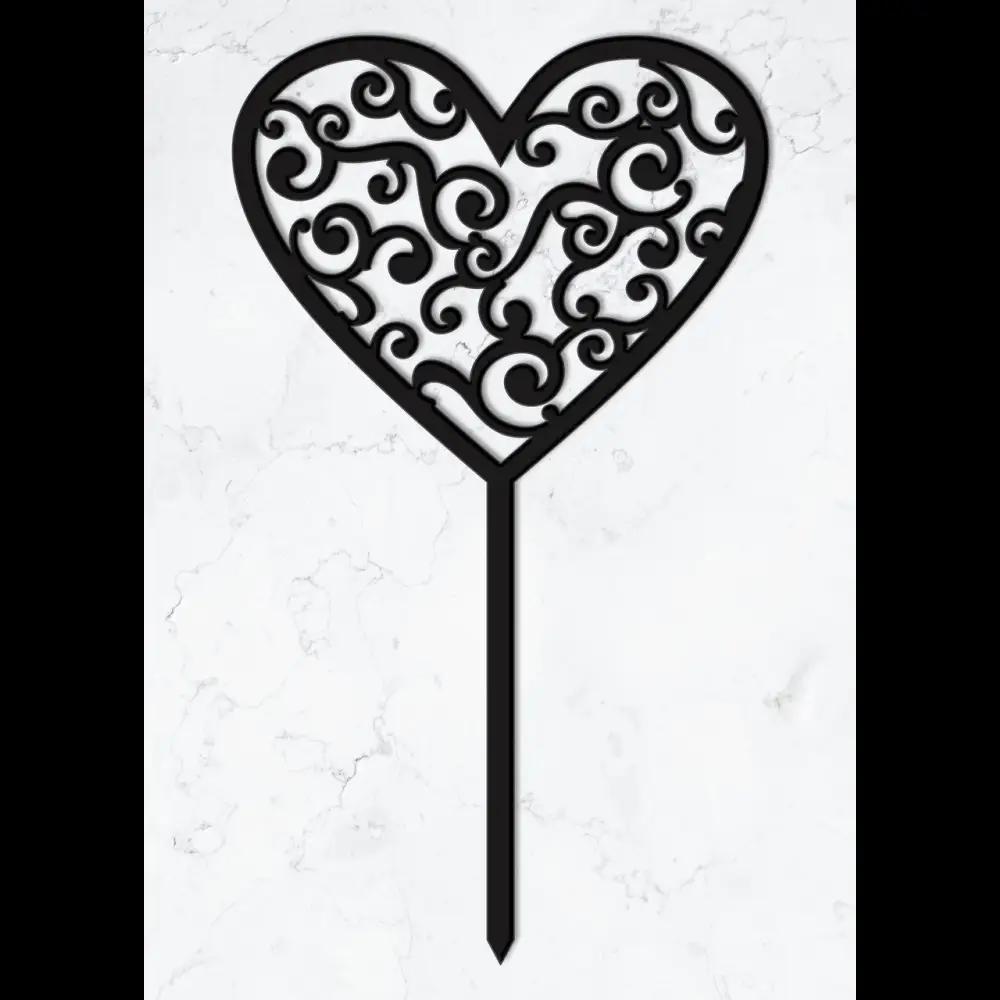 Cake Topper ’Herzschlag’ - Acryl Schwarz - Sugar Sweet Kitchen