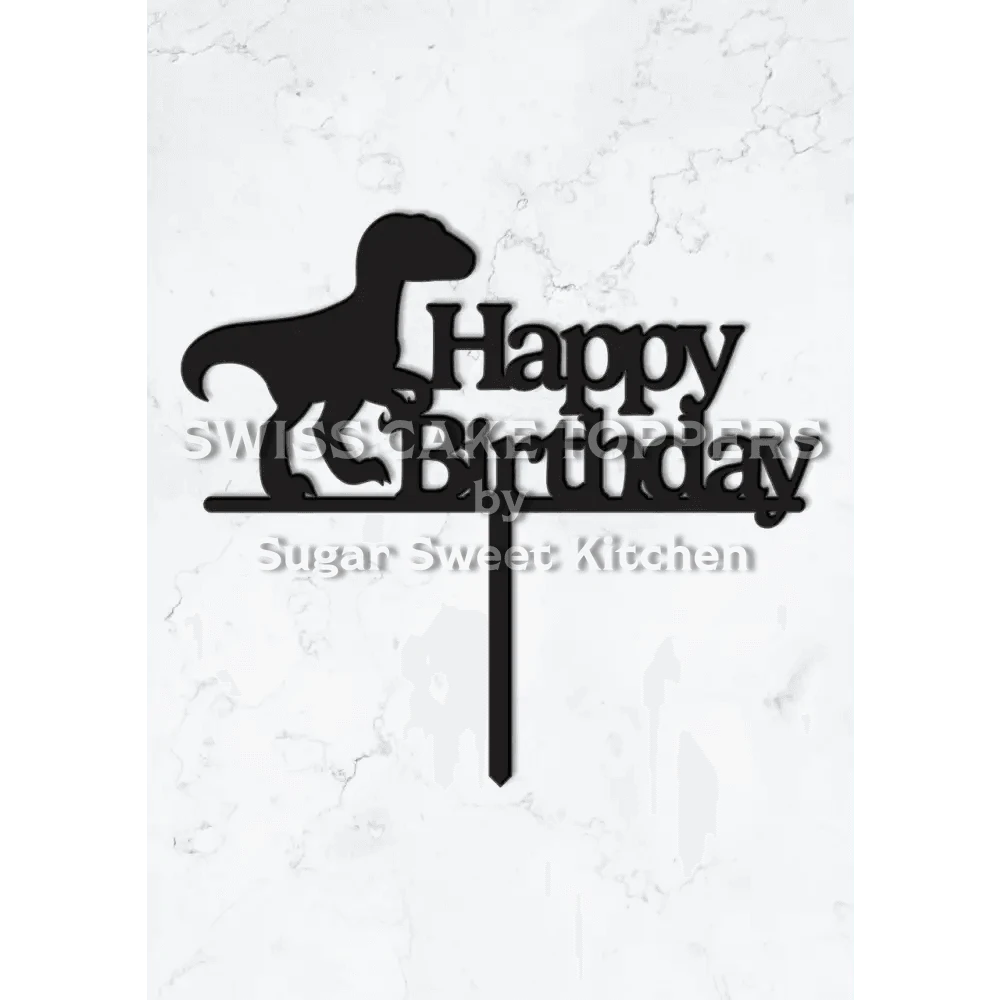 Cake Topper ’Jurrasic Joy’ - Acryl Schwarz - Sugar Sweet Kitchen