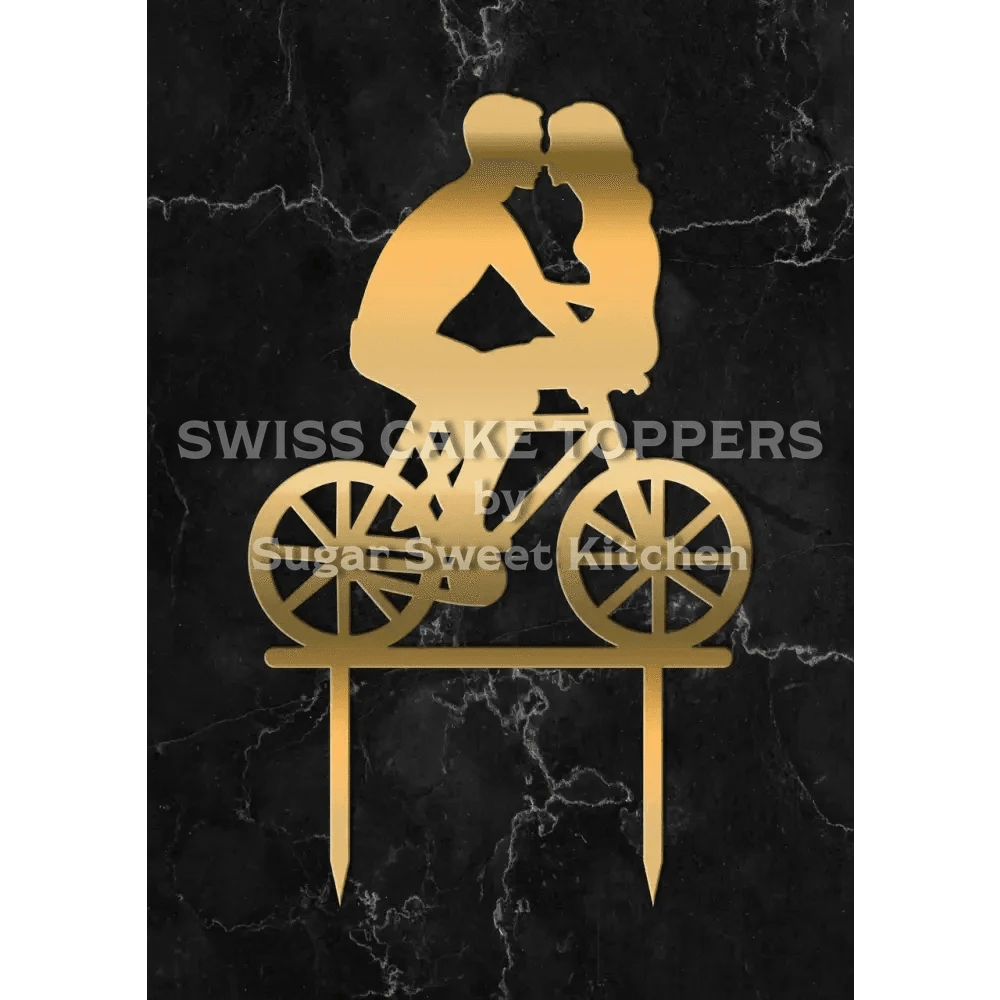 Cake Topper ’Love on Wheels’ - Acryl Gold - Sugar Sweet Kitchen