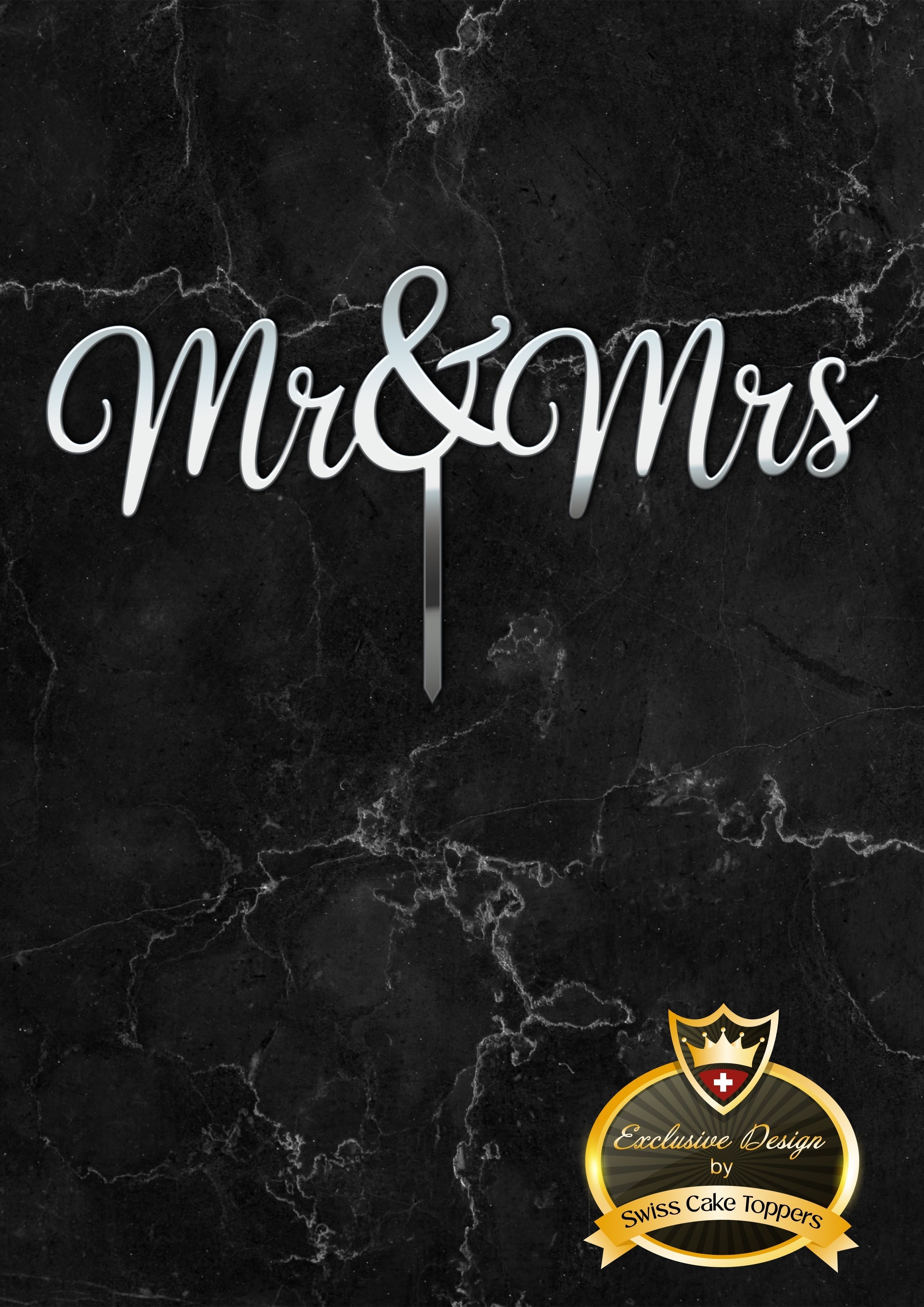 Cake Topper ’Mr & Mrs’ / 14cm - Acryl Silber - Sugar Sweet Kitchen
