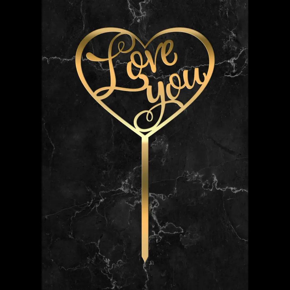 Cake Topper ’Romantik’ - Acryl Gold - Sugar Sweet Kitchen