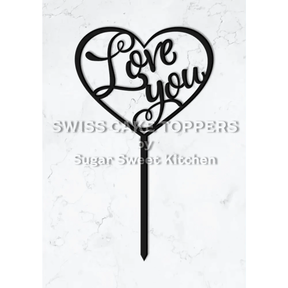 Cake Topper ’Romantik’ - Acryl Schwarz - Sugar Sweet Kitchen