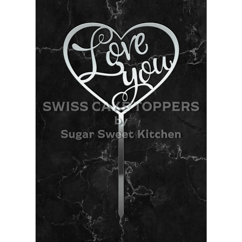 Cake Topper ’Romantik’ - Acryl Silber - Sugar Sweet Kitchen