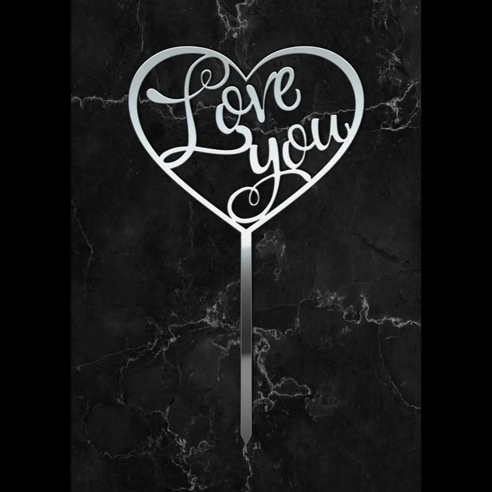 Cake Topper ’Romantik’ - Acryl Silber - Sugar Sweet Kitchen