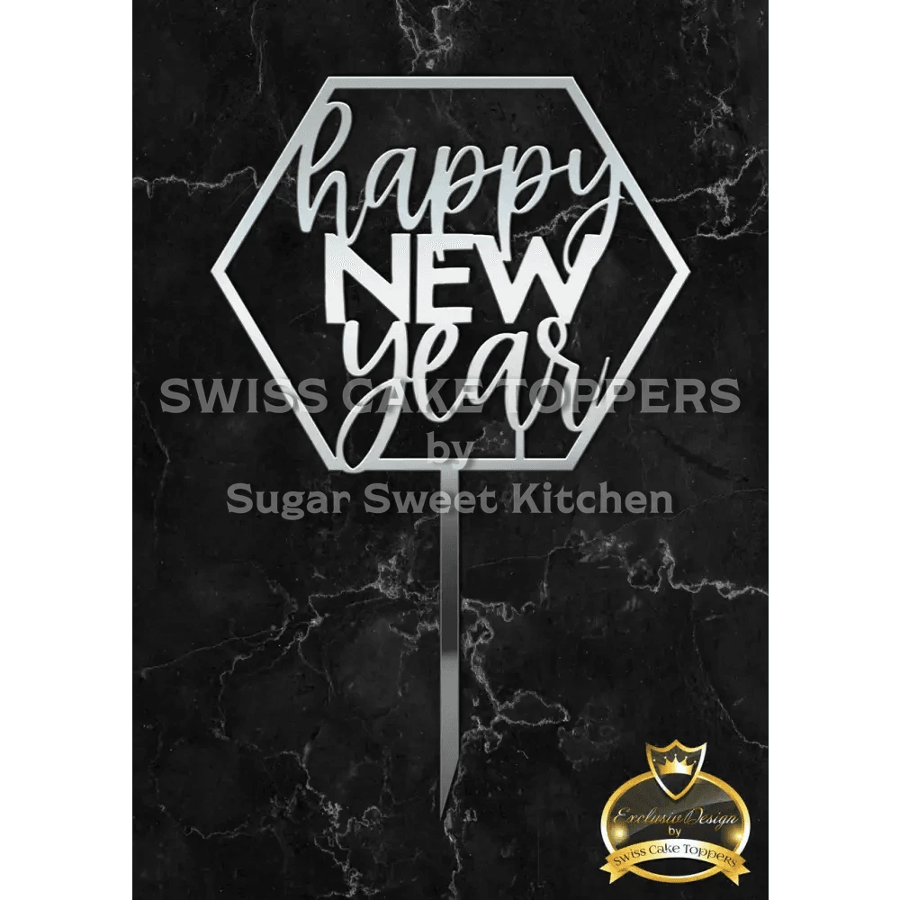 Cake Topper ’Silvester Glam’ - Acryl Silber - Sugar Sweet Kitchen
