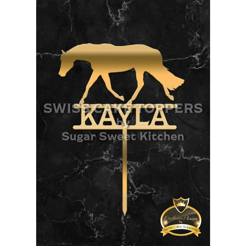 Cake Topper ’Spirit of the Horse’ - Acryl Gold - Sugar Sweet Kitchen