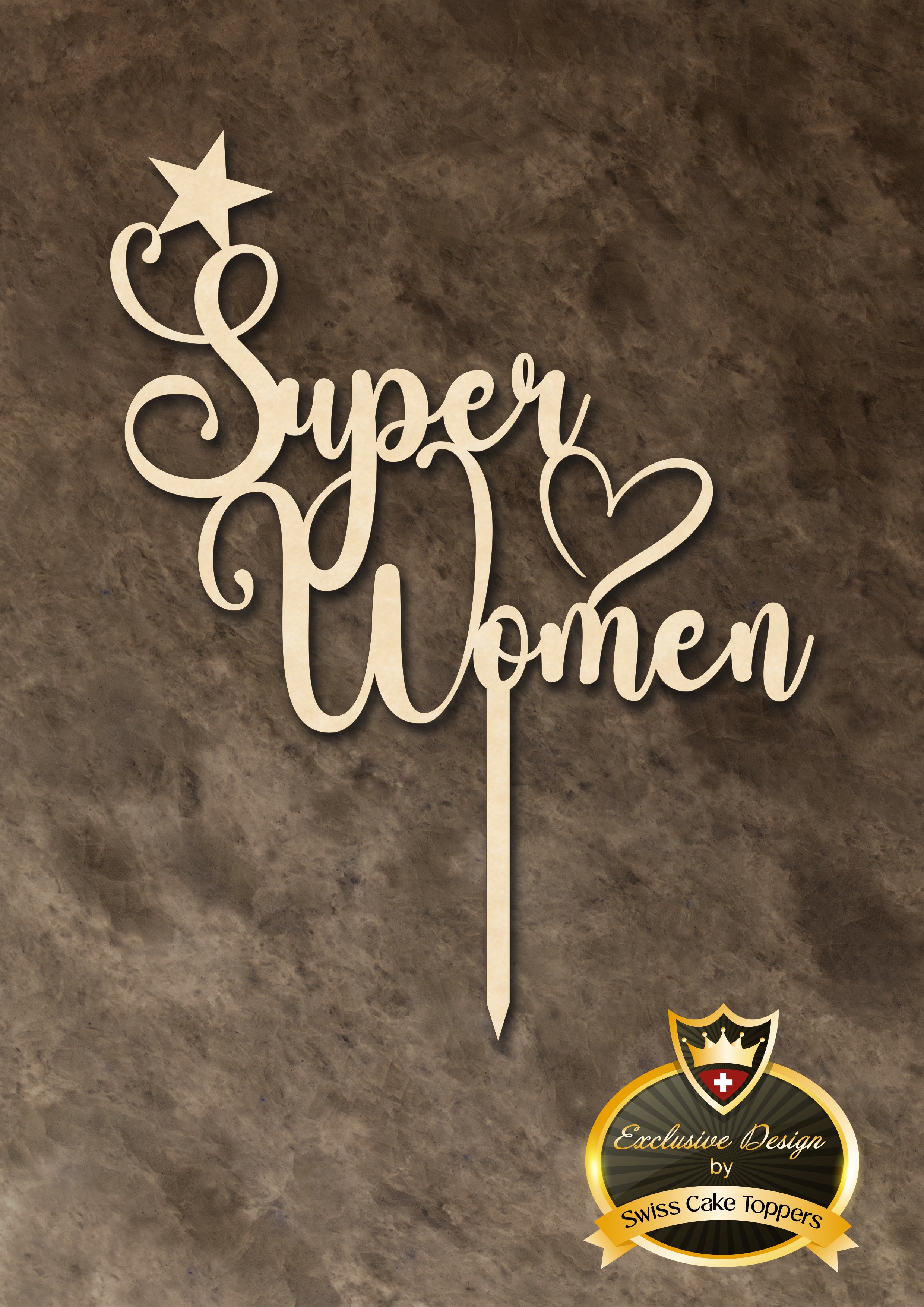 Cake Topper ’Super Woman’ / 14cm - Holz - Sugar Sweet Kitchen