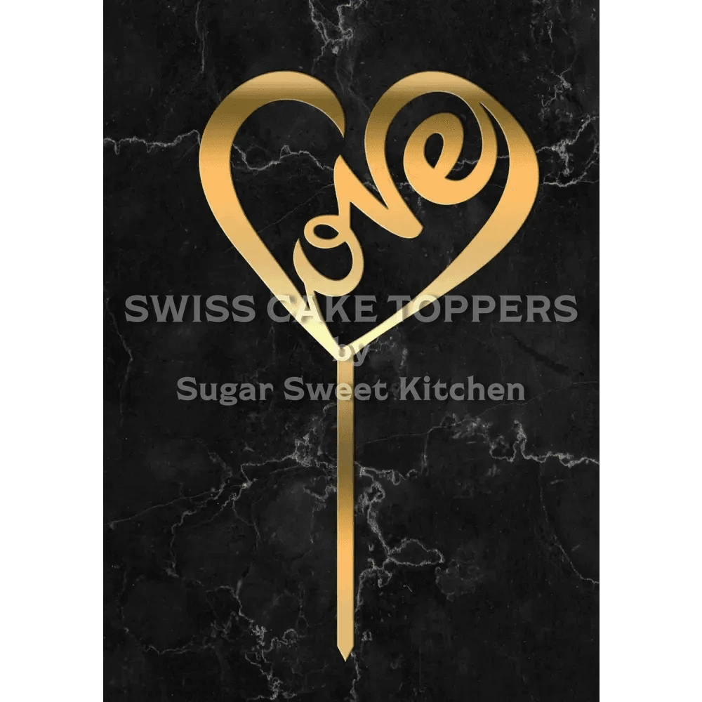 Cake Topper ’True Love’ - Acryl Gold - Sugar Sweet Kitchen