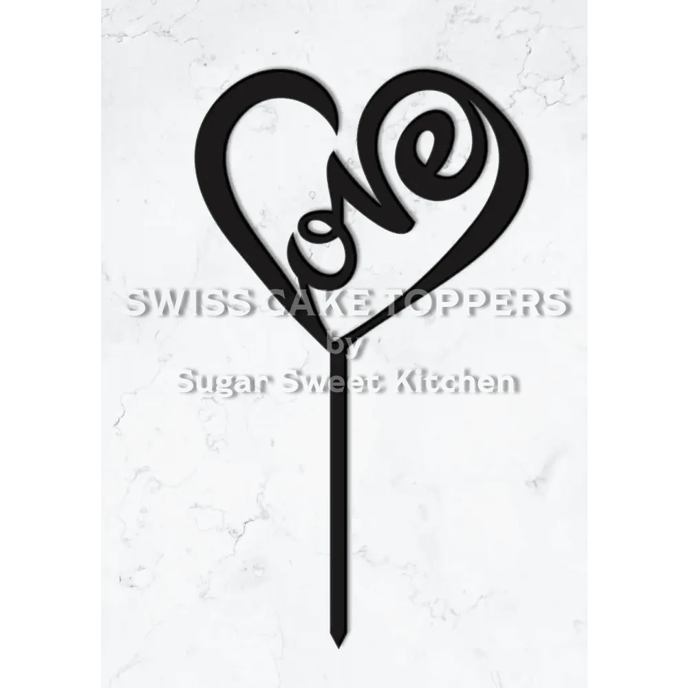Cake Topper ’True Love’ - Acryl Schwarz - Sugar Sweet Kitchen