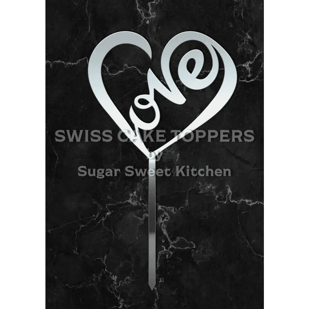 Cake Topper ’True Love’ - Acryl Silber - Sugar Sweet Kitchen