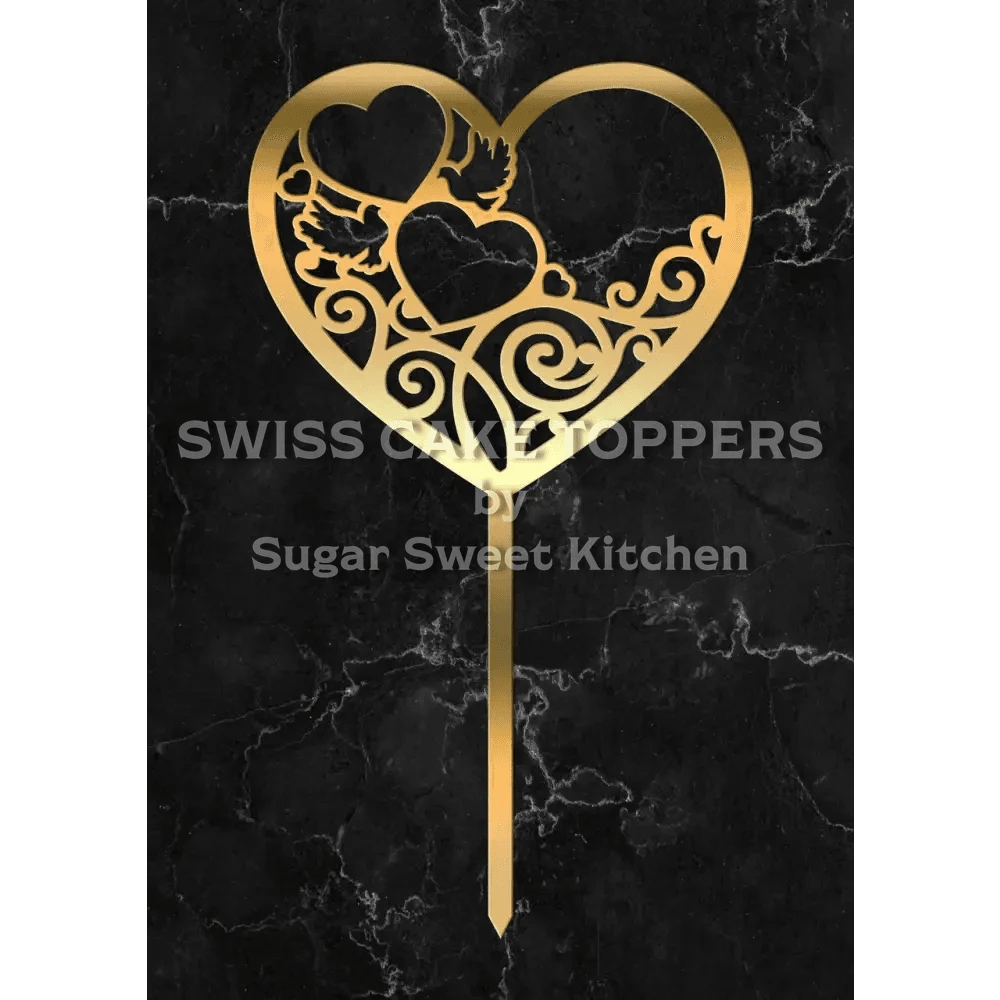 Cake Topper ’Vertraute Herzen’ - Acryl Gold - Sugar Sweet Kitchen