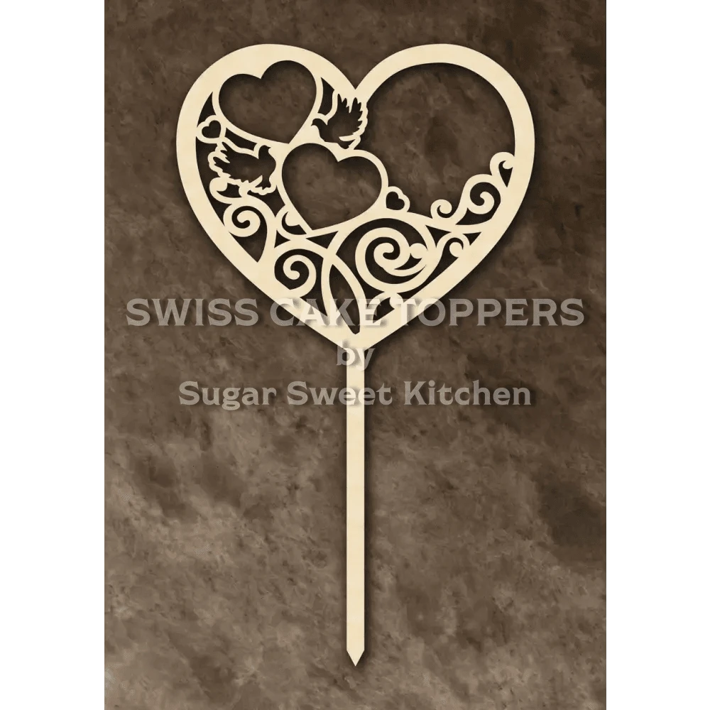 Cake Topper ’Vertraute Herzen’ - Holz - Sugar Sweet Kitchen