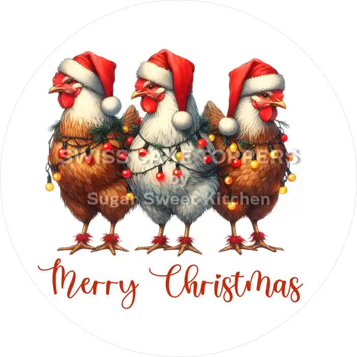 Chicken Weihnachts - Tortenaufleger29 - personalisierbar - Fondant- Torten- & Cupcakeaufleger Sugar Sweet Kitchen