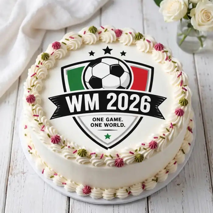 Cooler Fussball WM -Tortenaufleger1 - personalisierbar - Fondant- Torten- & Cupcakeaufleger Sugar Sweet Kitchen